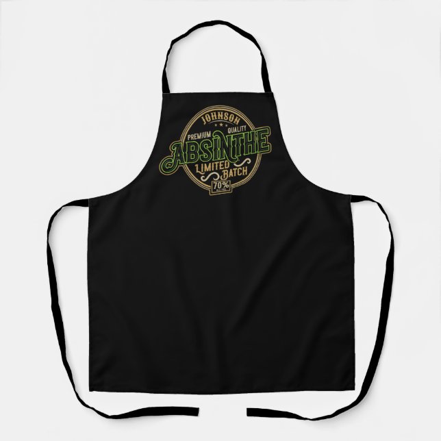 Personalised Absinthe Herbal Spirit Liquor Label Apron (Front)