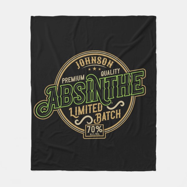 Personalised Absinthe Herbal Spirit Liquor Label Fleece Blanket (Front)