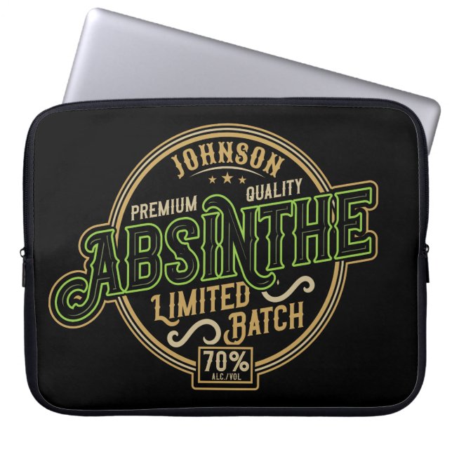 Personalised Absinthe Herbal Spirit Liquor Label Laptop Sleeve (Front)
