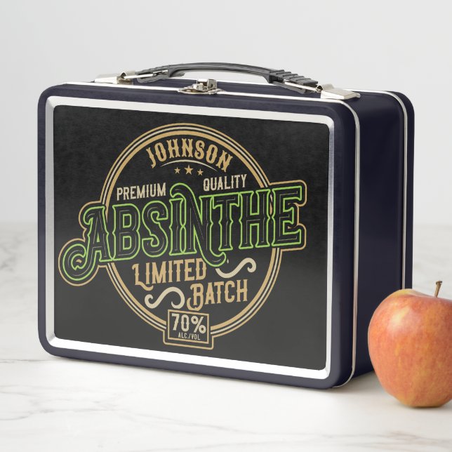 Personalised Absinthe Herbal Spirit Liquor Label Metal Lunch Box (In Situ)