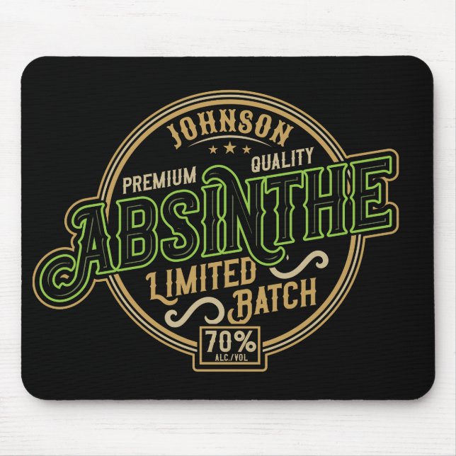 Personalised Absinthe Herbal Spirit Liquor Label Mouse Mat (Front)