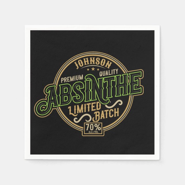 Personalised Absinthe Herbal Spirit Liquor Label Napkin (Front)