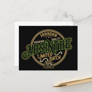 Personalised Absinthe Herbal Spirit Liquor Label Postcard