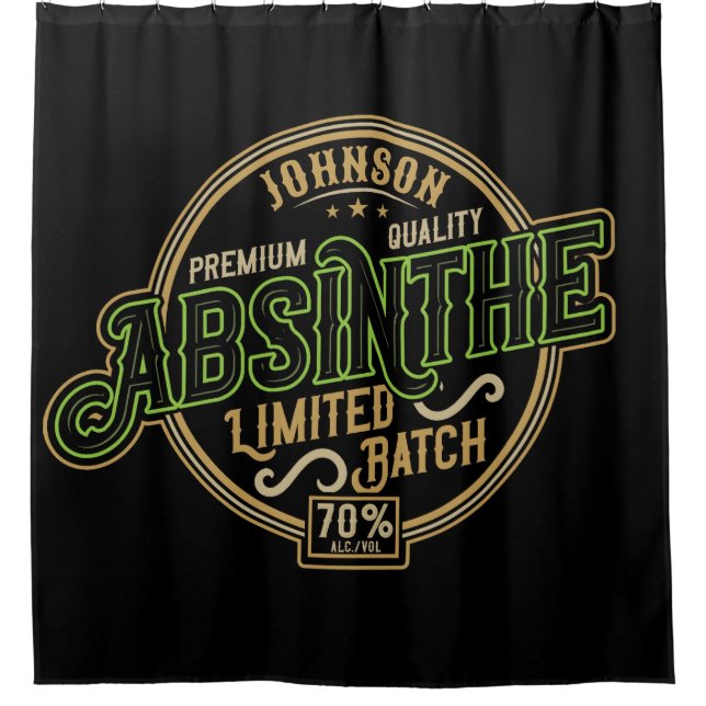 Personalised Absinthe Herbal Spirit Liquor Label Shower Curtain (Front)