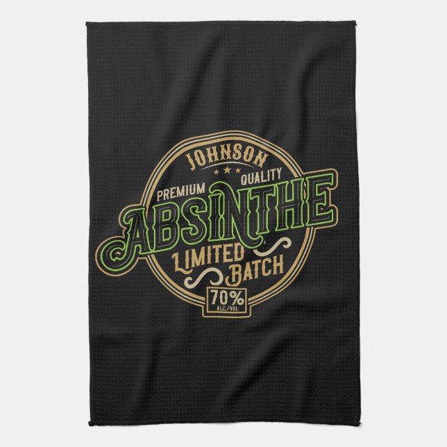 Personalised Absinthe Herbal Spirit Liquor Label Tea Towel (Vertical)