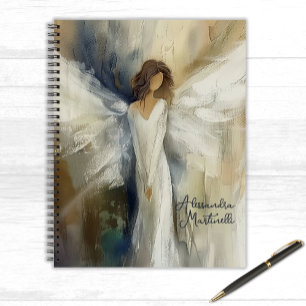 Personalised Abstract Angel Neutral Colours Notebook