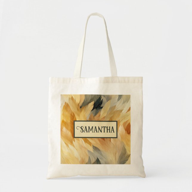 Personalised Abstract Autumn Colour Leaves  Tote Bag (Front)