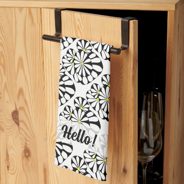 Personalised Abstract Black and White Design | Tea Towel (Thirds Fold)