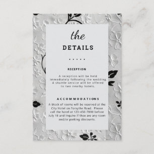 Personalised Abstract Black & White Floral Details Enclosure Card