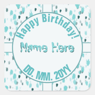 Personalised Abstract Blue Grey Green Colour Splas Square Sticker