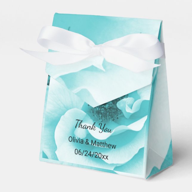 Personalised Abstract Blue & White Florals Favour Box (Front Side)