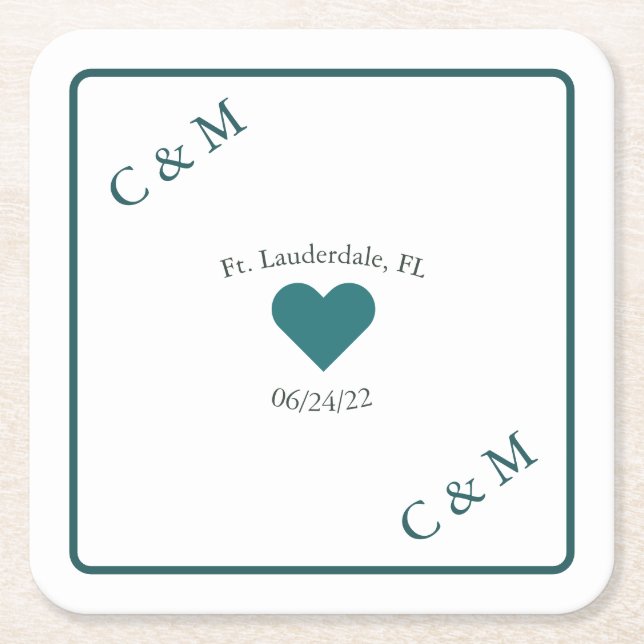 Personalised Abstract Blue & White  Square Paper Coaster (Front)