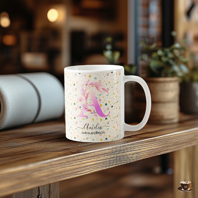 Personalised Abstract Boho Chic Monogram Mug - A (Creator Uploaded)