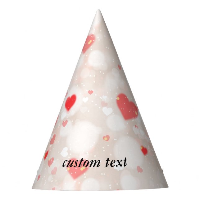Personalised Abstract Colourful Hearts Pattern Party Hat (Front)