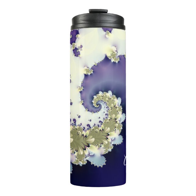 Personalised Abstract Colourful Spiral Fractal Thermal Tumbler (Front)