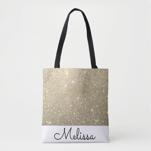 Personalised Abstract Faux Gold Glitter Tote Bag (Front)