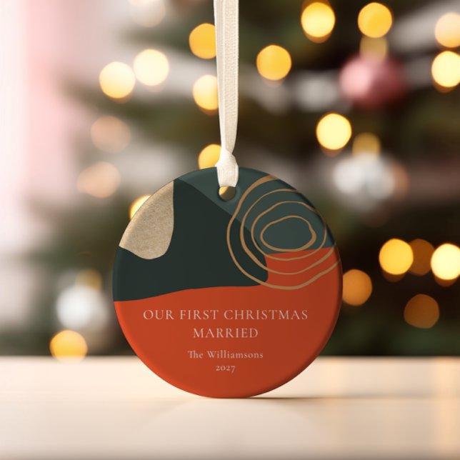 Personalised Abstract First Christmas Married Ceramic Tree Decoration (Creator Uploaded)