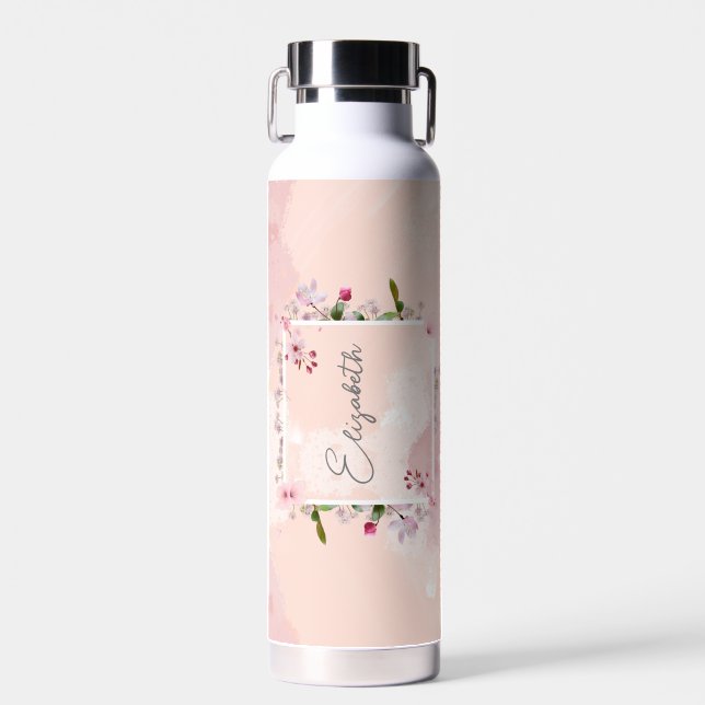 Personalised  Abstract Floral  Water Bottle (Front)