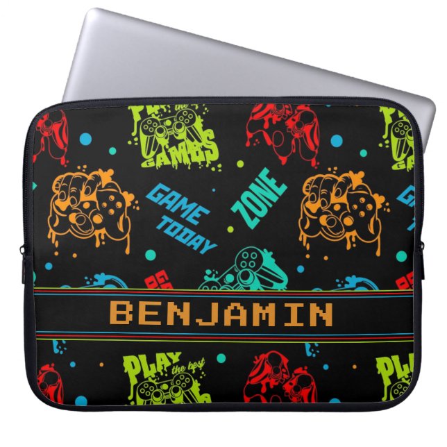 Personalised Abstract Gamers Boy  Laptop Sleeve (Front)