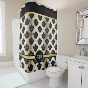 Personalised Abstract Gold & Black Shower Curtain