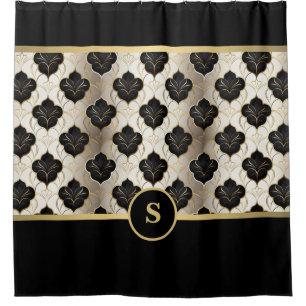 Personalised Abstract Gold & Black Shower Curtain