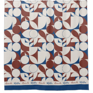 Personalised Abstract Maroon Navy Circle Design Shower Curtain