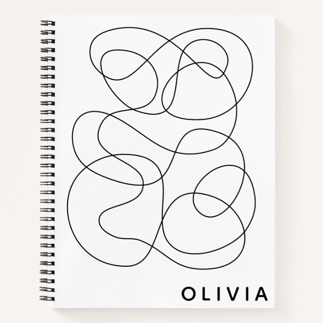 Personalised Abstract Minimalist Black and White Notebook (Front)