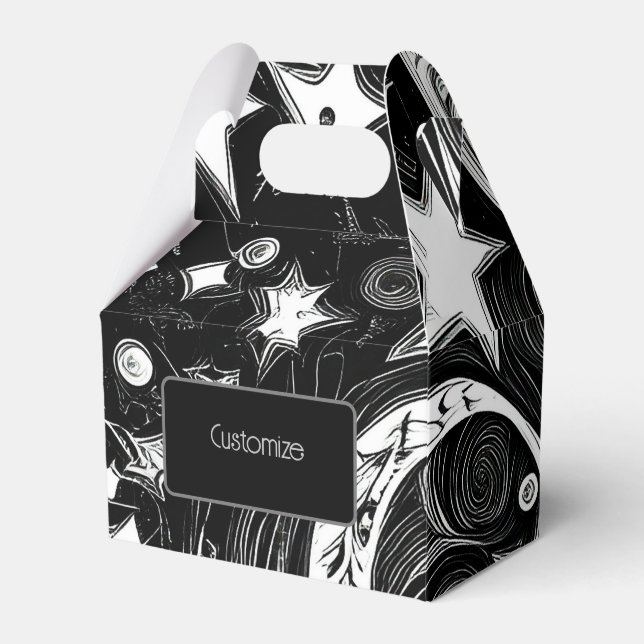 Personalised Abstract Moon And Stars Favour Box (Front Side)