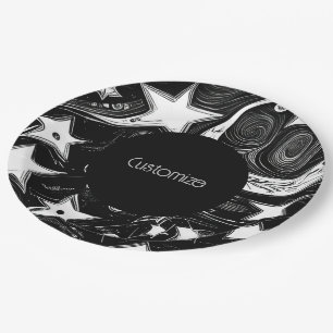 Personalised Abstract Moon And Stars  Paper Plate