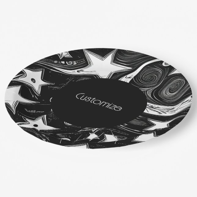 Personalised Abstract Moon And Stars  Paper Plate (Angled)