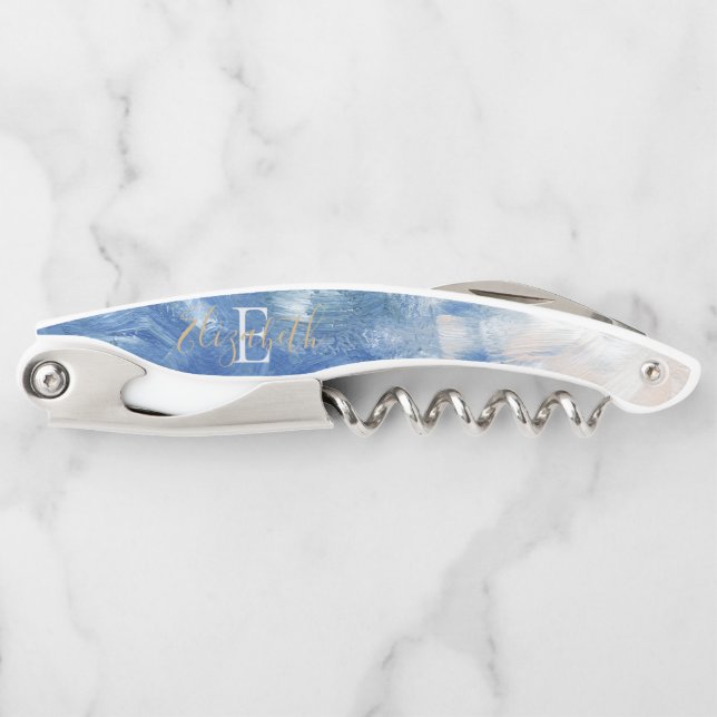 Personalised Abstract Ocean Acrylic Brushstrokes   Corkscrew (Front)