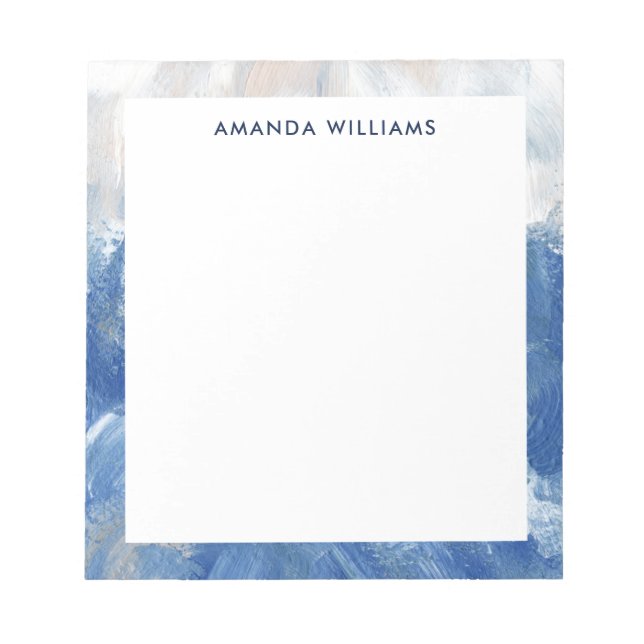 Personalised Abstract Ocean Acrylic Brushstrokes  Notepad (Front)