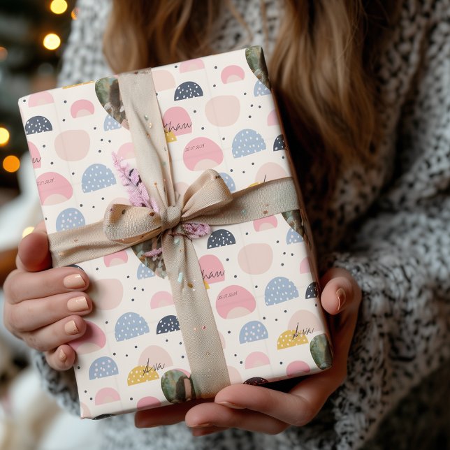 Personalised Abstract Pastel with Photo and Name Wrapping Paper (Creator Uploaded)