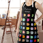 Personalised Abstract Pattern Artists Black Apron<br><div class="desc">This artist's apron is decorated with a colourful watercolor abstract pattern on a black background. 
Easily customisable. 
Because we create our artwork you won’t find this exact design from other designers. 
Original Watercolor © Michele Davies.</div>