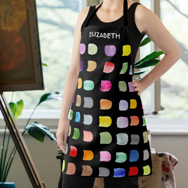 Personalised Abstract Pattern Black Apron (Creator Uploaded)