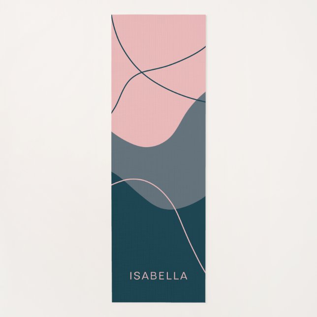 Personalised Abstract Pink Blue Yoga Mat (Front)
