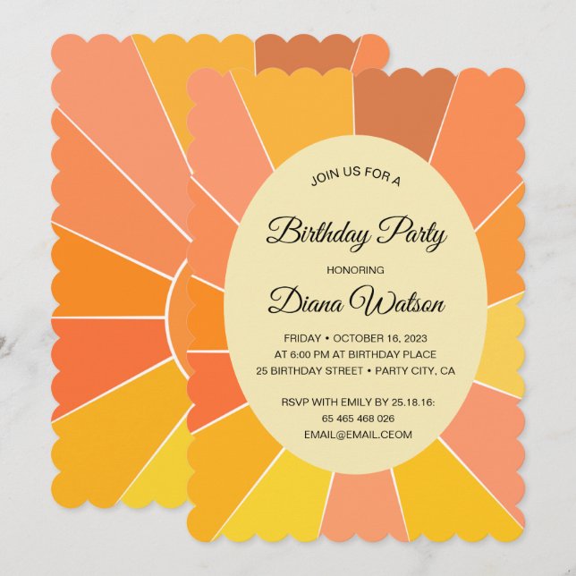 Personalised Abstract Sun Design |  Invitation (Front/Back)