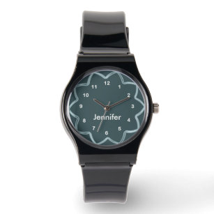 Personalised Abstract Teal Blue Design Watch