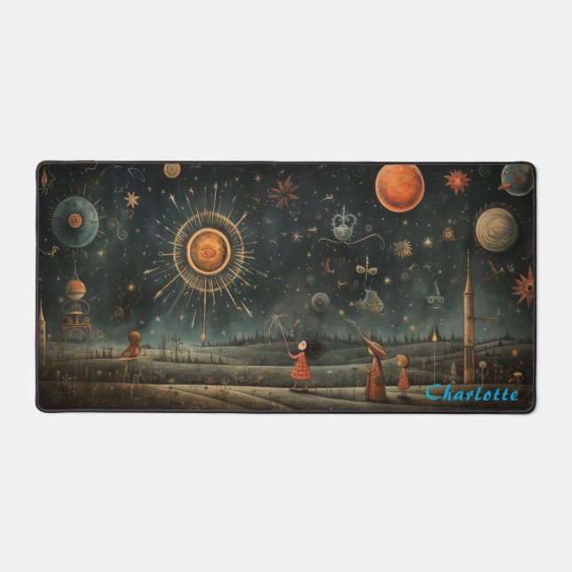 Personalised Abstract Wood Panel Desk Mat (Front)