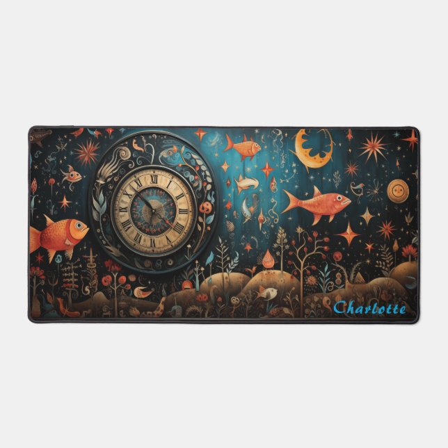 Personalised Abstract Wood Panel Desk Mat (Front)