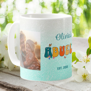 Personalised Abuela Photo Groovy Glitter Coffee Mug