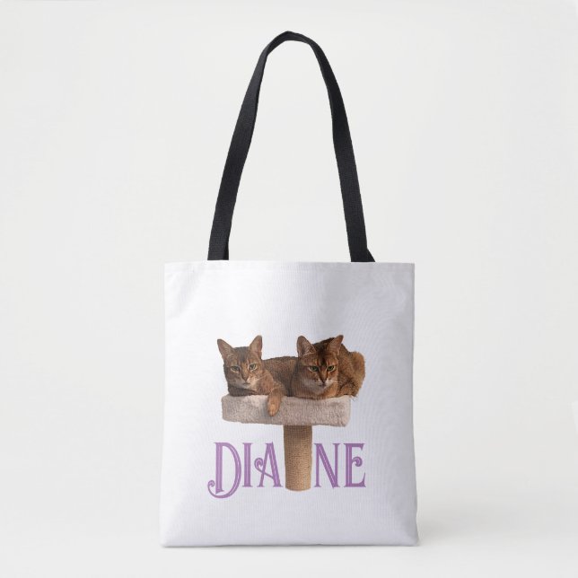 Personalised Abyssinian Cats Shopping Tote Bag (Front)