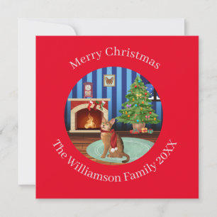 Personalised Abyssinian Kitty Cat Holiday Card