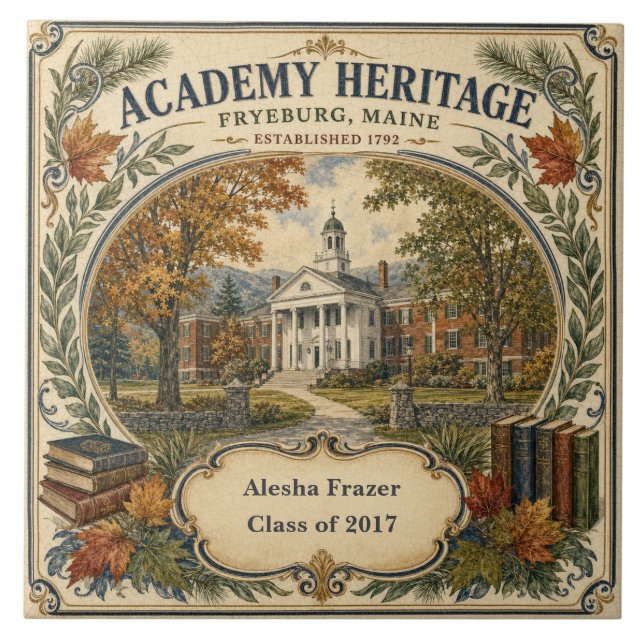 Personalised Academy Heritage Fryeburg Maine Tile (Front)