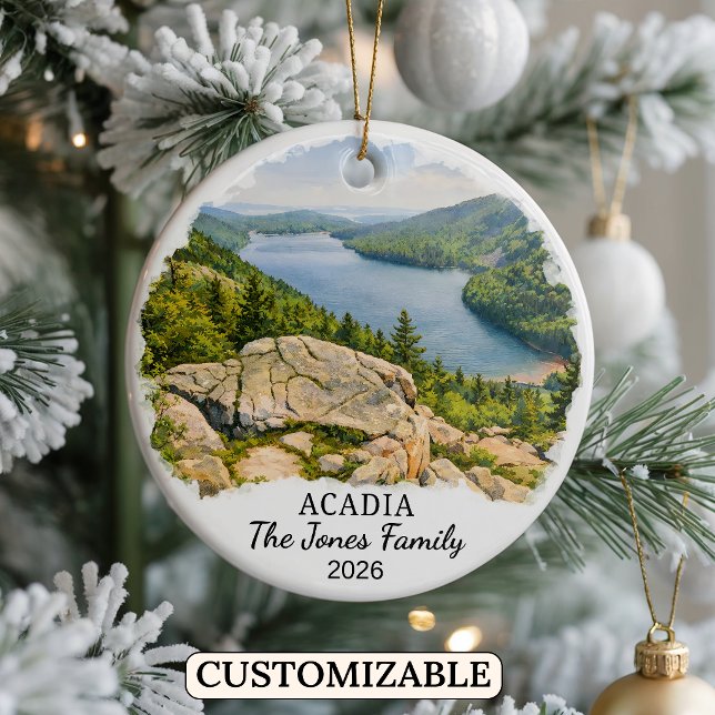 Personalised Acadia National Park, Custom Maine Ceramic Tree Decoration (Creator Uploaded)