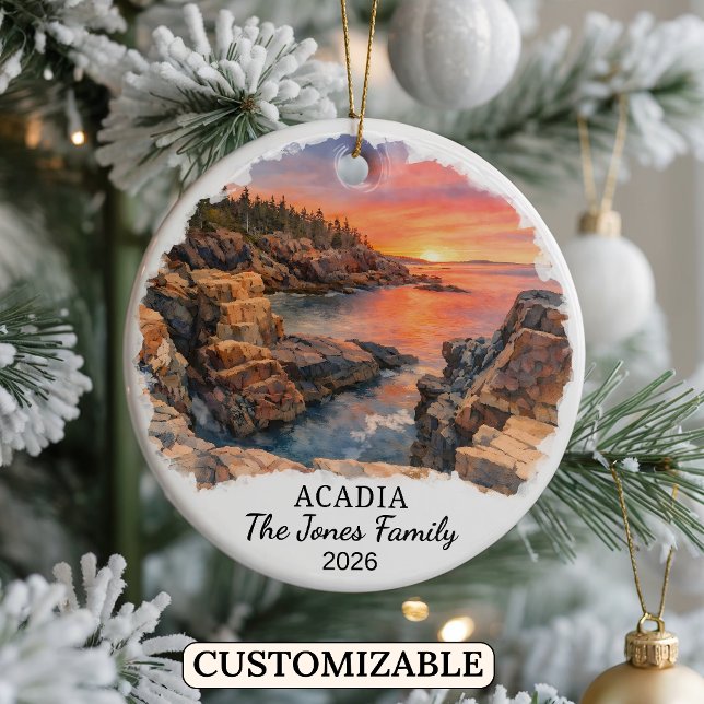 Personalised Acadia National Park, Custom Maine Ceramic Tree Decoration (Creator Uploaded)