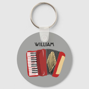 Personalised Accordion Players Red and Grey Key Ring