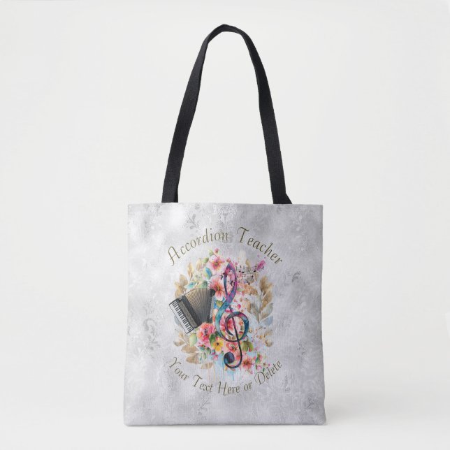 Personalised Accordion Teacher Colourful Musical  Tote Bag (Front)