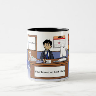 Personalised Accountant, Bookkeeper - Male Cartoon Two-Tone Coffee Mug