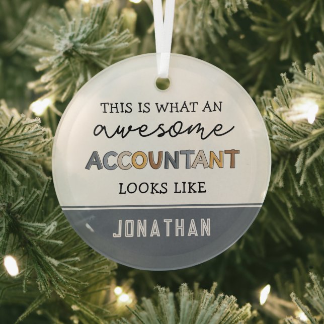 Personalised Accountant Funny Awesome Accountant Glass Tree Decoration (Insitu)